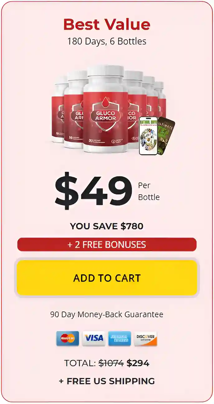Gluco Armor 6 bottles pricing